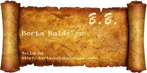 Berta Balázs névjegykártya